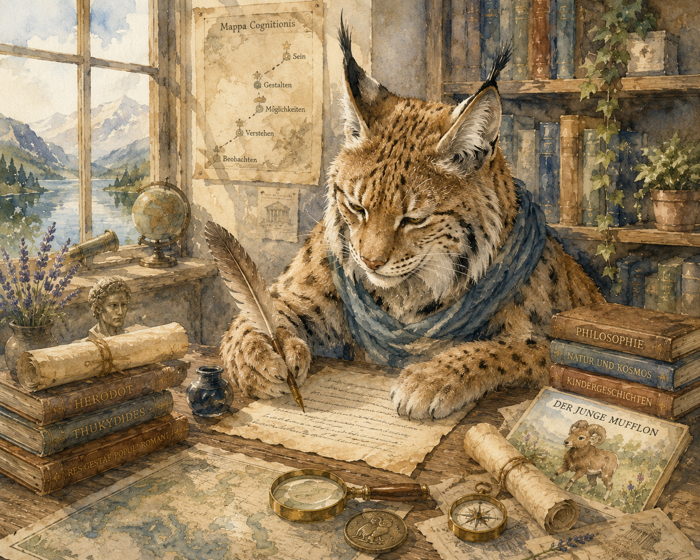 Aquarellporträt der Autorin