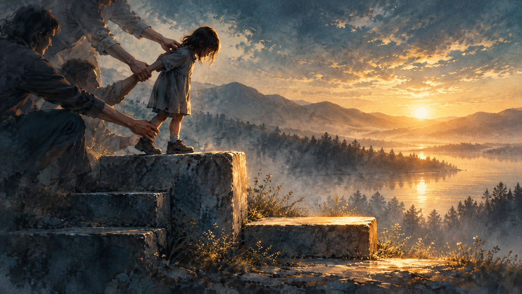 Kind vor einer schwierigen Wegentscheidung als Symbol für Umdeutung und institutionelle Zuschreibung